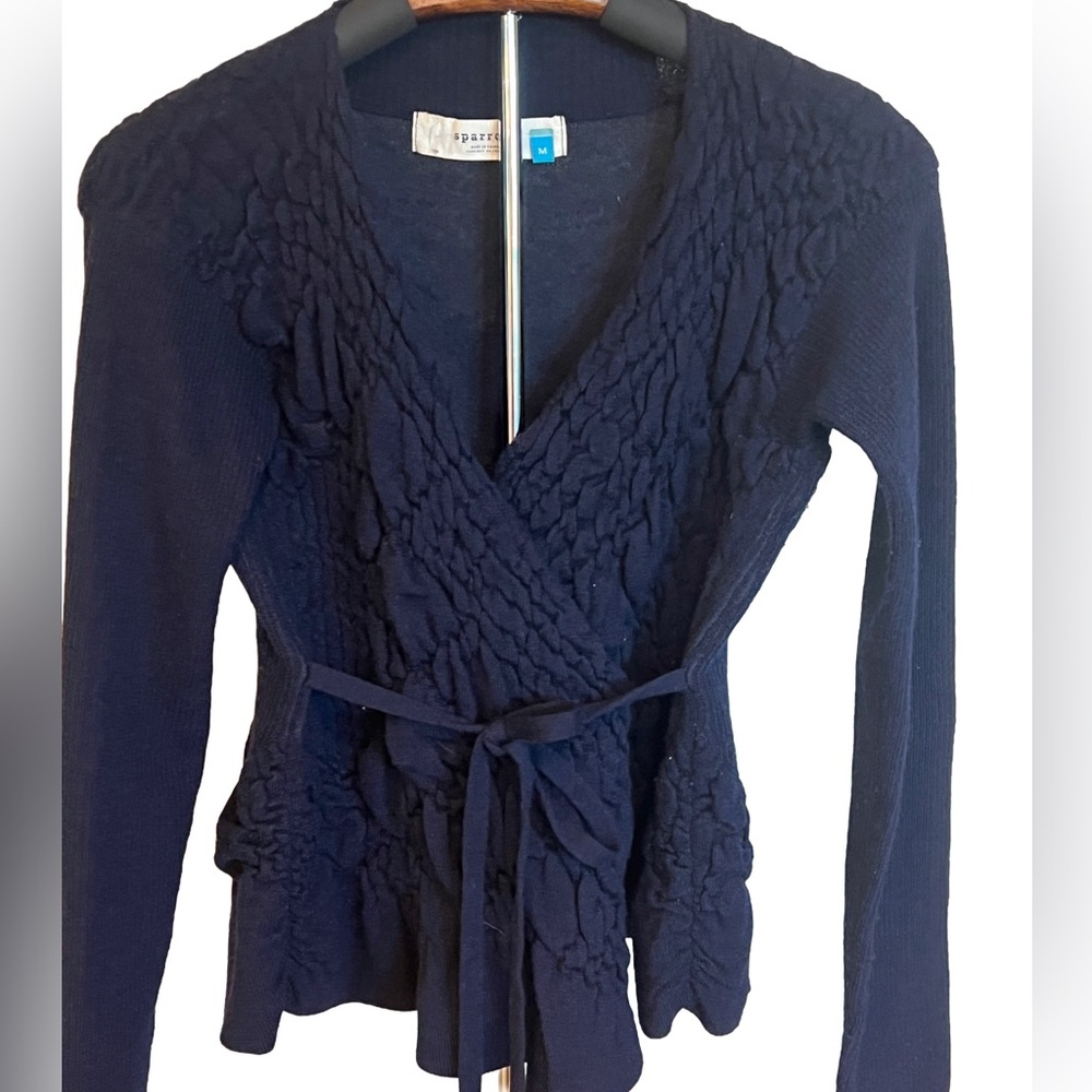 Sparrow Women's Deep Blue Textured Cardigan